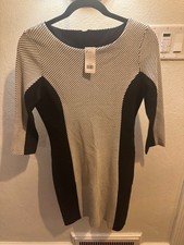 banana republic black and white long sleeve cotton dress size 4