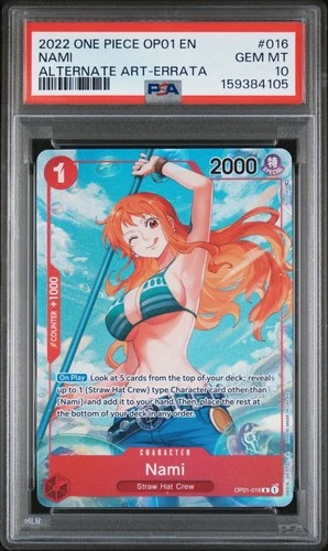 One Piece Nami Alternate Art Errata OP01-016 PSA 10 Gem Mint