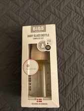 BIBS Glass Baby Bottle 110ml Ivory, Round Slow Flow Rubber Nipple