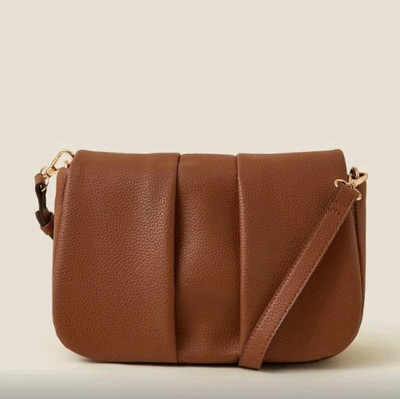 Monsoon Accessoire Jemma faltbare schwarze Umhängetasche hellbraun Kunstleder neu mit Etikett