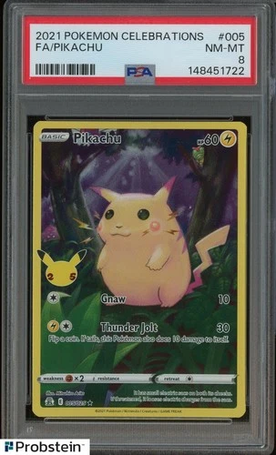 #1 2021 Pokemon Celebrations #005 FA Pikachu PSA 8 NM-MT
