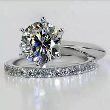 2.50Ct Round Lab Created Diamond Solitaire Engagement 14K White Gold FN Ring Set