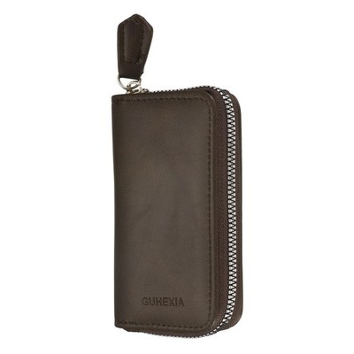 Car Key Case (Brown) Key Fob Protector Leather Fob Holder with 6 Hooks