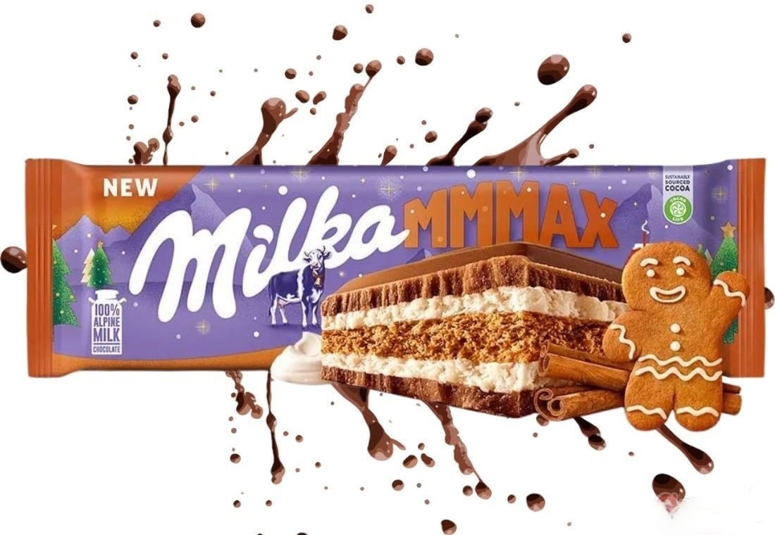 MILKA chocolate bar: GINGERBREAD Man Milk chocolate bar-XXL-FREE SHIPPING