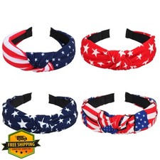 Bookay 4th July Headbands USA Blue Star Rhinestone Patriotic Hairband