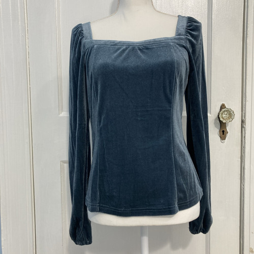 Allegra K Green Velvet Pullover Long Sleeve Women’s Shirt Top Size Small - Picture 1 of 9