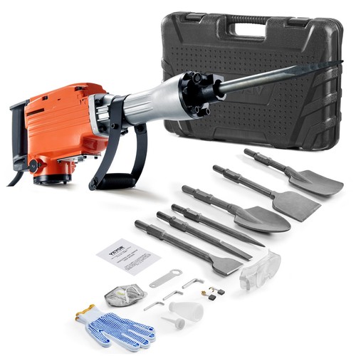 VEVOR Martillo de Demolición 2200 W Martillo Demoledor con 6 Puntas de Cincel - Afbeelding 9 van 12