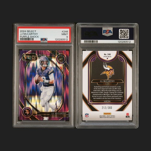 2024 Select J.J. JJ MCCARTHY Purple Shock RC PSA 9 Mint - #d/360 -SHIPS 08/04-