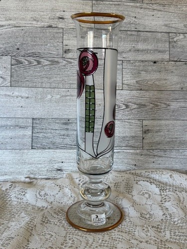 Vaso Giacinto Red Rose Vase Egizia, Italy New in Box 10" Tall 3" Wide Art Glass - Picture 2 of 12