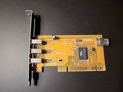 Firewire pci card 4 Port.  1 Internal 3 External. Sunix E227809. VT6306 