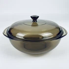 Vintage Pyrex 024 Corning Bowl Amber Brown Casserole Dish Ovenware 2L With Lid