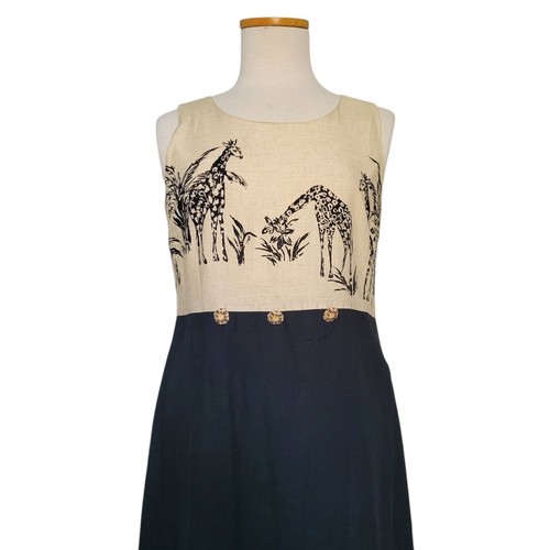 Maxi Vestido Max Taylor Jirafas Vintage Lino Arte Para Usar Lagen Look LG - Imagen 6 de 13