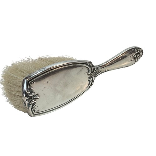 Antique Marked Sterling Silver Baby Brush Horsehair ?) Bristle 1920's Art Deco - Picture 4 of 12