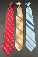 Vtg Tie's Mens lot 3 Wembley Wemlon Red Blue Brown Satins Snap On Clip On