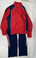 Adidas Three Stripe Tracksuit Set Jacket Pants Mens Size L/XL Blue Red