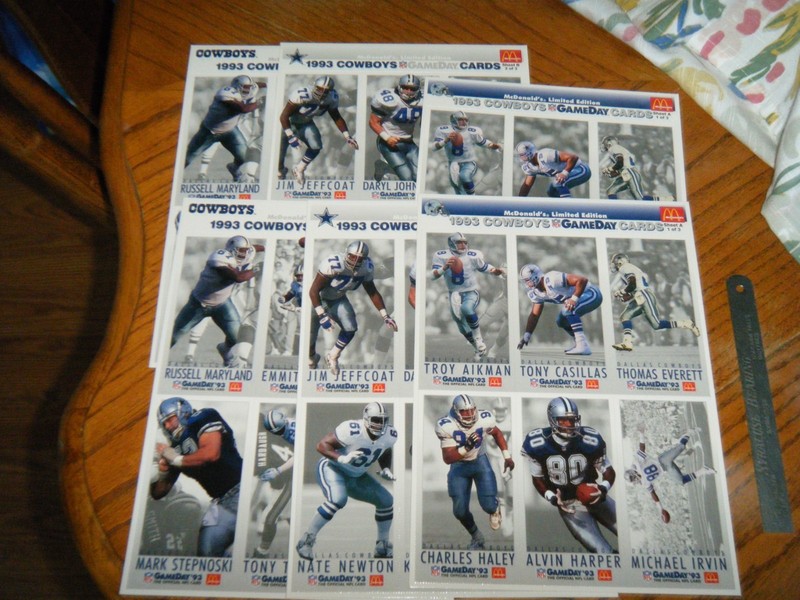 Dallas Cowboys 1993 McDonald’s Game Day Cards two Complete Set #1-3