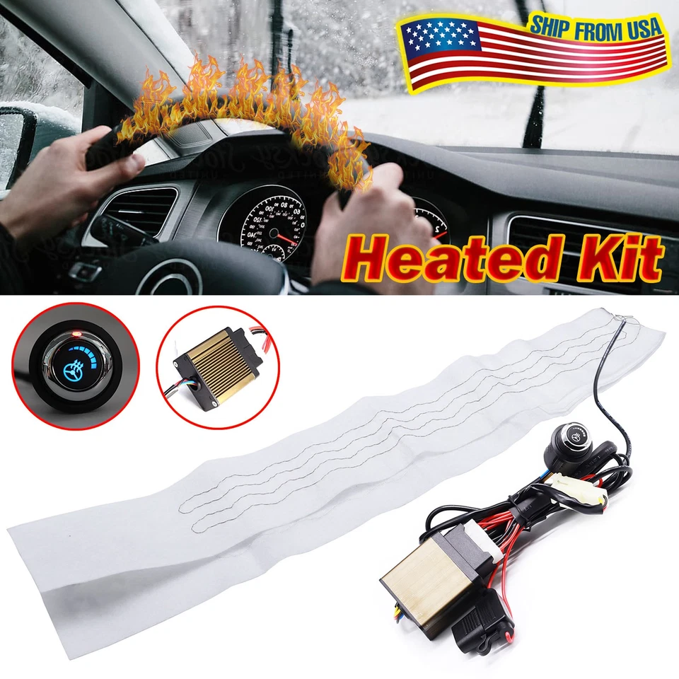 6-Speed Car Winter Universal Heated Steering Wheel Cover Warmer DIY Kit Heater - Image 2 of 4