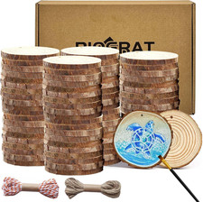 2 Inch Wood Slices Wooden Discs for Crafts with Holes, 80 Pcs 2-2.4 Inches, with