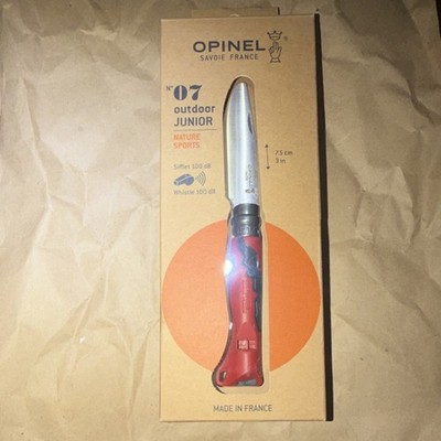 Opinel No. 7 Outdoor Junior Pocketknife Red Polymer Handle Whistle Stainless