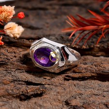 Purple Amethyst Faceted Ring 925 Sterling Silver Handmade Ring Gift Jewelry