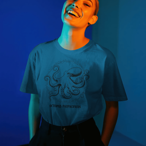 Camiseta pulpo pulpo mujer estampado vintage biología marina naturaleza retro top nuevo - Imagen 4 de 15