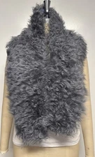 BNWT love Kate Pure Silk Backed Mongolian Lambswool Scarf - Silver/ Grey