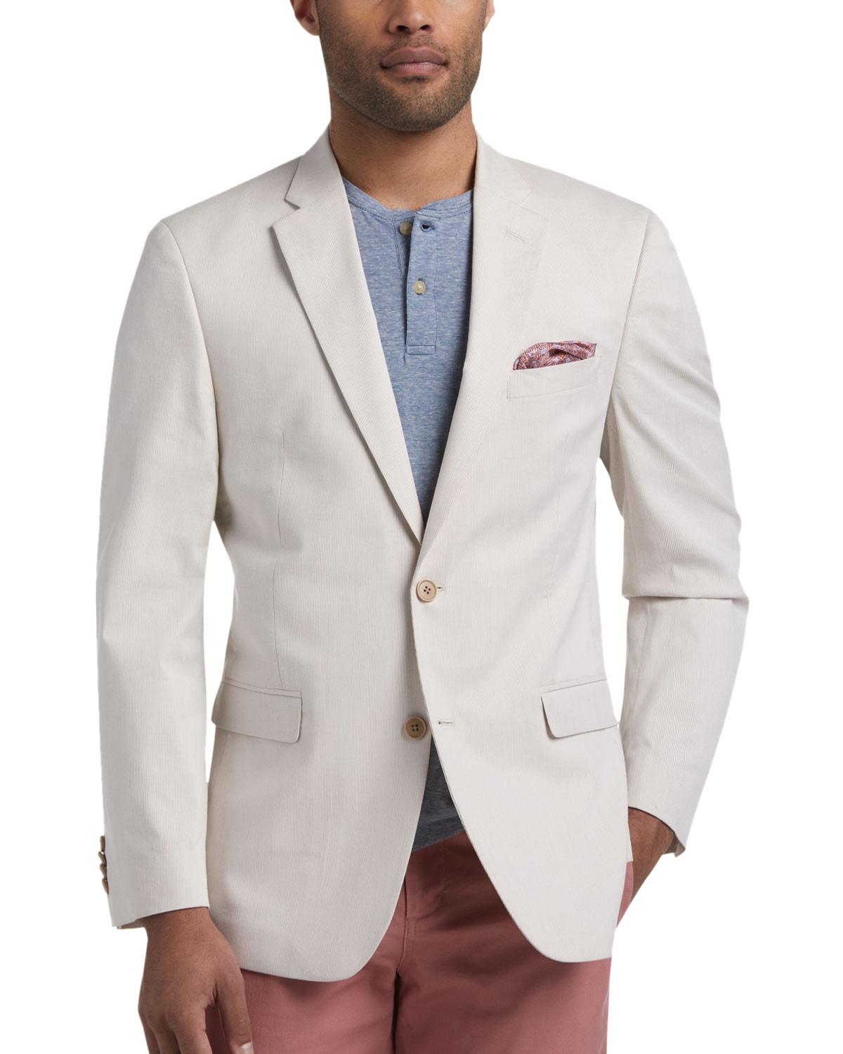 James Campbell Мужское спортивное пальто в полоску из хлопчатобумажной пряжи 40 обычного коричневого цвета