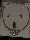 Vintage Sterling Silver 950 Opal Set Of Necklace,stud Earrings,ring