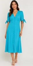 Nobody's Child Fearne Cotton Alexis Blue Linen Blend Dress Sizes 6-24 RRP £65