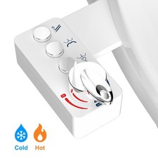 Bidet Non Electric Toilet Seat Attachment with Dual Nozzle Hot Cold Water Spray