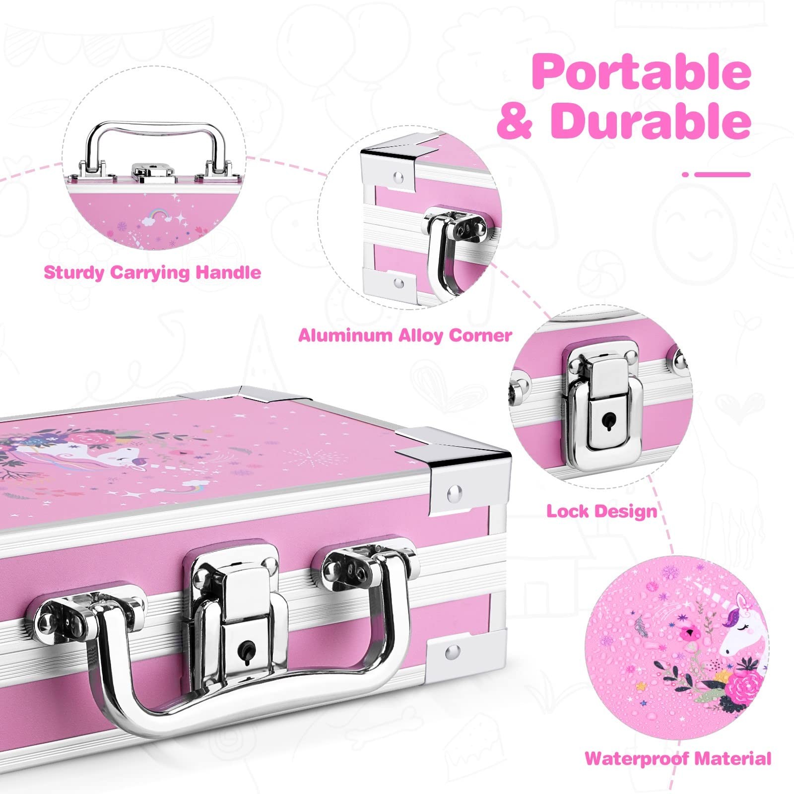 Unicorn Pencil Box for Girls Boys , Lock Box for School with Portable Handle ...