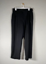 Perry Ellis Portfolio Pleated Dress Pants Men's 32 x 30 Mid Rise Black Office