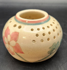 Ceramic Flower Frog Vase USA 1960s Signed