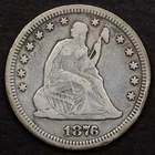 1876-CC 25c Seated Liberty Quarter - Fine Details Cleaned