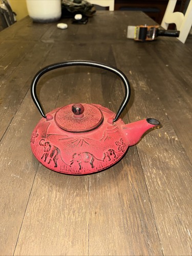 New Teavana Japanese Teapot Cast Iron Red Elephant barely used!