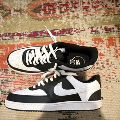 Nike Court Vision Low Top Leather Sneaker Black/White Men s 11.5 HM9862-001