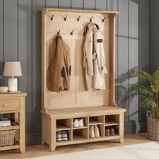 Storage Shoe Bench Coat Rack Cheshire Whitewash Oak Hallway Furniture Bedroom