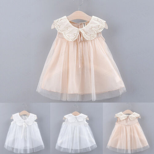 Kleinkind Kind Baby Mädchen ärmellos Schleife Spitze Tüll Party Prinzessin Kleid Kleidung T· - Bild 1 von 16