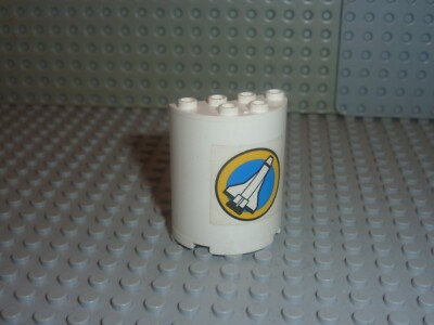 Lego Zylinder Hälfte 2 x 4 x 4 mit Shuttle Muster Ref 6259pb004 Set 6454