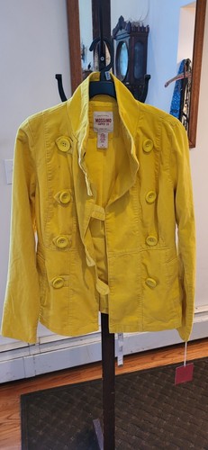 Mossimo Womens Band Jacket Yellow Buttons Double Breasted Neck Lined S - Picture 7 of 7