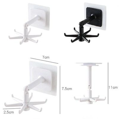 6 Hooks Wall Mounted Hanging Rack Rotate 360° Kitchen Utensils Cookware Storage 6 Hooks Wall Mounted Hanging Rack Rotate 360° Kitchen Utensils Cookware Storage