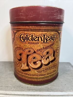 Tea by Golden Leaf EMPTY Collectible Tin Storage Container Display,',.,