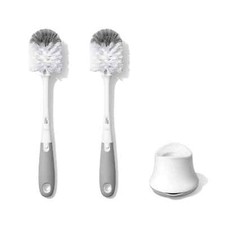 OXO Tot Bottle Brush with Nipple Cleaner  Stand Gray 2-Pack