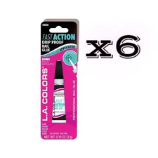 L.A. Colors Fast Bond Nail Glue Drip Proof Precision Tip Applicator x6