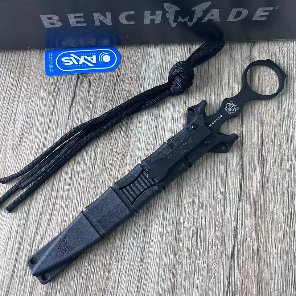 Cuchillo de hoja fija funda negra de acero inoxidable 176BK 440C daga SOCP hecho en banco Foto 3 de 4