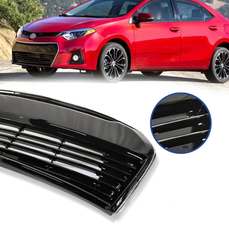 For 2014-2016 Toyota Corolla S SE Front Bumper Upper Lower Grille Fog Lights Set - Image 4 of 4