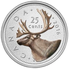 2016 25c Colored Big Coin Series: Caribou - 5 oz Pure Silver Coin