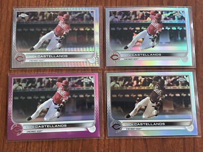 NICK CASTELLANOS Lot of (4) 2022 Topps Chrome Silver Prism, Negative, Pink REF
