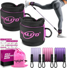 Ankle Resistance Bands with Cuffs, Ankle Bands for Home Gym Workout (BLACK/PINK)