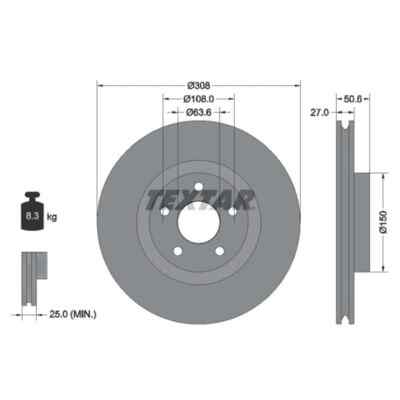 TEXTAR 2x Bremsscheibe 92306703